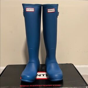 NEW Hunter Original Talk Rain Boots in Denim Blue, US 8